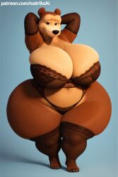 bear big_breasts breasts enormous_breasts female female_only furry giant_breasts gigantic_breasts huge_breasts hyper_breasts lady_bear_(masha_and_the_bear) large_breasts lingerie masha_and_the_bear matriksai nipples puffy_pussy pussy seductive seductive_look seductive_smile