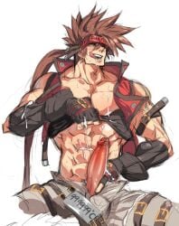 balls bara big_penis boner cum erection guilty_gear male male_only muscles muscular na_insoo penis rennik sol_badguy solo solo_male