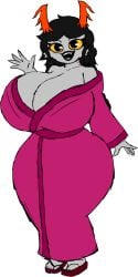 bathrobe big_ass fantroll homestuck homestuck_troll horns jakey_hboi2000 massive_breasts oc original_character pink