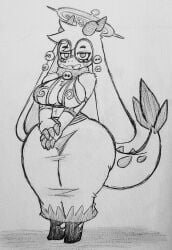 angela atlyss dress fauxtellno1_(artist) female fully_clothed furry halo traditional_media_(artwork) wide_hips