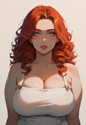 ai_generated big_breasts female red_hair tagme white_top