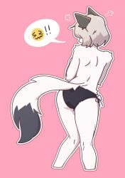 2024 ass ass female female_only ferret ferret_girl fur furry kloe_mone kloe_mone_(character) legs nervous panties twitter_username white_fur