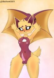 absurd_res anthro bat blush bodily_fluids femboy fur gay genital_fluids hi_res male male_focus male_only mammal precum presenting shelvert0001 solo tagme wings yaoi