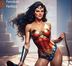 1girls ai_generated black bondage bondage breasts dc_comics dominant domination dominatrix face female femdom femdomfantasyai gear outfit panties pov sexually smug solo submission suggestive thighs whip wonder_woman_(series)