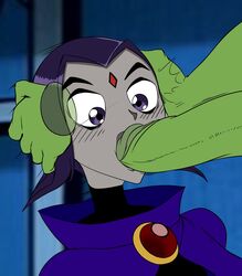 1girls beast_boy dc dc_comics faceless_male forced_oral goth head_grab imminent_oral incogneato long_cock mouthful pale_skin purple_hair questionable_consent rachel_roth raven_(dc) short_bob straight surprised swindle_(artist) teen_titans