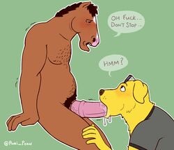 2boys blowjob bojack_horseman bojack_horseman_(character) canine cheating_husband cmnm cock_gobble cock_hungry cum_hungry domestic_dog equine erection fellatio furry gay giving_head going_down_on horse interspecies knob_polishing labrador looking_at_partner male male/male male_focus male_only mouthful mr._peanutbutter no_humans nude oral_sex penis_in_mouth playing_skinflute puri_porn purico saliva_on_penis sucking_off sunglasses_on_forehead yaoi