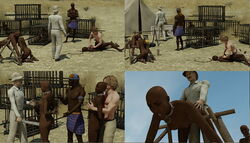 black_skin breast_grab breasts cage clothing dark-skinned_female dark-skinned_male female human in_container lynortis nude prisoner rape slave