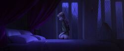 1girls 3d anna_(frozen) bedroom bottomless casual disney female frozen_(film) human pale_skin photo_manipulation rastifan screencap screenshot screenshot_edit sitting solo