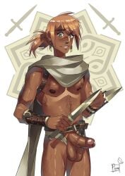 1boy arabic_zodiac boner dagger dagger_(zodiac) erect_penis erection hard_on male male_only melanin muscles muscular muscular_male suzumeyaoi uncut veiny_penis zodiac