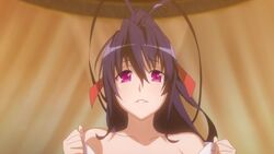 1girls akeno_himejima animated cartoony demon female female_only high_school_dxd high_school_dxd_hero humanoid indigo_hair large_breasts licking long_hair magenta_eyes official_animation solo tagme tongue tongue_out video