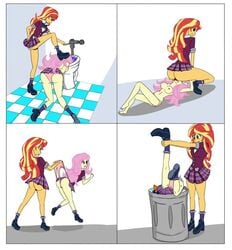 2girls bathroom bound breasts bully bullying cunnilingus dirty domination equestria_girls face_in_toilet facesitting female female_only femdom femsub fluttershy_(eg) foot_on_head forced forced_yuri head_in_toilet humiliation lezdom messy my_little_pony naked panties pink_panties plaid_skirt pleated_skirt red_panties school school_uniform schoolgirl sitting_on_face skirt stall straight_hair sunset_shimmer swirlie toilet trashcan two_tone_hair upside_down upskirt wedgie yuri