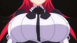 animated animated_gif bouncing_breasts breasts clothing demon demon_girl female gif high_school_dxd high_school_dxd_hero huge_breasts long_hair nipple_bulge nipples nipples_visible_through_clothing passione_(company) red_hair rias_gremory school_uniform schoolgirl screencap screenshot