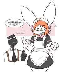 abbi_(kilinah) anthro bunny_girl clothed clothing female kilinah maid_uniform male original suit