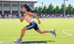 1girls ai_generated athletic athletic_female breasts building casual casual_nudity crowd earclip encoder exhibitionism female female_only grass hayase_nagatoro jogging jogging_pants medium_breasts naked naked_female nature nipples nude nude_female outdoors please_don't_bully_me,_nagatoro public public_nudity running running_shoes running_track school shorts smile smiling sportswear stadium tanlines topless trees