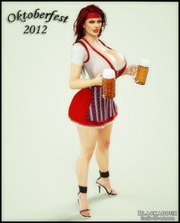 1girls 2012 beer big_breasts blackadder blackadder3d breasts bust busty cleavage dirndl dress erotic-3d-art huge_breasts large_breasts legs miriam oktoberfest red_hair thick_thighs thighs tracht watermark