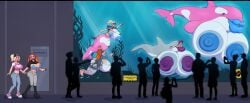 2025 ambiguous_gender aquarium ass big_breasts big_butt blonde_hair boots bottomwear breast_expansion breasts busty_feral cetacean clothing digital_media_(artwork) dolphin english_text expansion female feral footwear genitals grey_body group hair hi_res huge_breasts human human_to_feral kelp lebustyferals lip_expansion lips mammal marine nipples pants pink_body ponytail sequence shoes smile species_transformation standing swimming text thick_lips toothed_whale torn_clothing transformation underwater vivarium vulva water