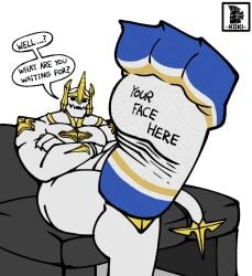 dialogue dialogue_box feet foot_fetish foot_focus galio gay golem koki_1 league_of_legends male male_only muscular_male naked presenting_feet presenting_foot riot_games socks socks_only soles solo_male statue text toes