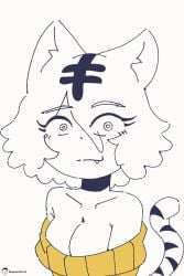 big_breasts top_view breasts breast_press ahe_gao ahegao ahegao_face rishmimu suzu_(rishmimu) voider_(artist) voidovoiderino voiderino sharp_teeth tail tiger_ears tiger_girl tiger_tail tiger_stripes sweater yellow_sweater looking_at_viewer arms_down anthro anthro_only female female_only blank_eyes eyeliner eyelashes eyes_rolling_back eyes short_hair blank_background white_background white_hair solo torso torso_shot eyebrows_raised animated face_change expressions expressive expression tooth_fang tongue tongue_out teeth teeth_showing long_tongue looking_up
