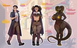 2025 anthro belt big_breasts black_body black_hair black_scales boots bottomwear breast_growth breasts clothing deiser dialogue digital_media_(artwork) english_text eyewear female footwear front_view gender_transformation genitals glasses growth hair hand_on_breast hi_res human human_to_anthro jacket male mammal millardcromwell mind_control mtf_transformation musical_note musical_symbol navel nipples nude open_mouth pants reptile scales scalie sequence shoes short_hair smile snake solo species_transformation standing symbol tail tail_growth text tongue tongue_out topwear torn_clothing transformation vulva walking