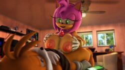 3d 4k absurd_res amy_rose anthro bodily_fluids bondage bound breasts canid canine cellphone daws19 domination duo eulipotyphlan female female_domination fox genital_fluids hedgehog hi_res lying male mammal nipples on_back paizuri phone precum sex sonic_(series) sonic_the_hedgehog straight tails