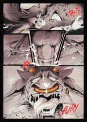 ahe_gao alpha-thunder alpha-thunder_(character) animal_genitalia animal_penis anthro axe balls bodily_fluids comic cum cum_in_mouth cum_inside cumshot dragon duo ejaculation english_text equid equine equine_genitalia equine_penis eye_contact facial_piercing fangs genital_fluids genitals hi_res horn horse human jewelry looking_at_another looking_pleasured male mammal medial_ring melee_weapon mythological_creature mythological_scalie mythology narrowed_eyes nose_piercing nose_ring oral oral_penetration orgasm_face penetration penis piercing ring_piercing scalie size_difference size_play teeth text tongue tongue_out weapon