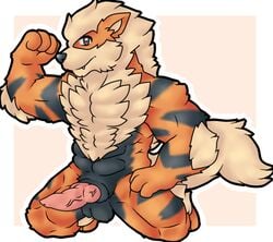 altenusy animal_genitalia anthro arcanine balls canid canine digital_media_(artwork) erection fur genitals male male_only mammal nintendo nude penis pokemon pokemon_(species) simple_background solo video_games