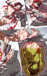 barefoot blood clothing comic defeated digestion feet grimm_(rwby) internal large_breasts monster monster_on_female nyte oral_vore ruby_rose rwby spoils_of_victory stomach stomach_acid swallowing torn-s victorious_villain vore