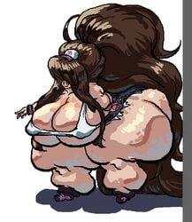 1girls alternate_breast_size ass big_hair breasts hat hilda_(pokemon) human_only hyper_ass hyper_breasts hyper_hair obese pokemon pokemon_bw ryujinkakka very_long_hair