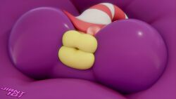 3d artist_name cheeks_inflation face_focus female hair_covering_eyes hat huge_lips hyper_cheeks hyper_lips inflation jiant101 mario_(series) nintendo paper_mario paper_mario:_the_thousand-year_door pink_hair puffed_cheeks purple_skin shiny_skin solo solo_female spherical_inflation trans_woman transgender vivian_(paper_mario) yellow_lips