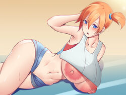 1girls abs alternate_breast_size alternate_outfit armpits big_nipples blue_eyes bluespice blush huge_breasts human_only kasumi_(pokemon) large_breasts looking_at_viewer midriff misty_(pokemon) nintendo nipples orange_hair pokemon pokemon_lgpe pokemon_rgby red_hair solo thick_thighs underboob wide_hips