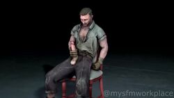 1boy 3d animated bara boner brown_hair cigarette_in_mouth clothing david_king dead_by_daylight erection exposed_chest gloves handjob_with_gloves holding_penis jacking_off large_penis legs_apart looking_at_penis loop male male_masturbation male_only masturbation mustache mysfmworkplace no_orgasm no_sound on_chair open_shirt pants_open penis penis_out retracted_foreskin sitting solo stroking_cock tagme veiny_penis video yaoi