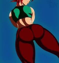 1girls apple_butt artist_name ass ass_focus ass_up back back_muscles back_view backside big_ass big_butt blue_background breasts butt butt_focus cameltoe clothed clothed_female clothes clothing crop_top curvy dat_ass dragon_ball dragon_ball_xenoverse female female_focus female_on_top female_only female_saiyan female_solo green_crop_top green_shirt hip_focus hips light-skinned_female light_skin looking_at_viewer looking_back looking_back_at_viewer looking_pleasured original_character pussy red_hair red_pants saiyan shiny shiny_ass shiny_clothes shiny_hair shiny_skin shiny_thighhighs shiny_thighs short_hair smile solo solo_female solo_focus spiky_hair spread_legs suggestive_look super_saiyan super_saiyan_god thick_ass thick_bottom_lip thick_hips thick_legs thick_thighs thigh_gap thigh_highs thighhighs thighs tight_clothing tight_pants tights watermark wetlaw wide_hips