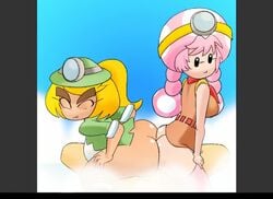 1boy 2girls animated ass big_ass big_breasts big_butt bimbo blonde_hair bottomless bouncing_breasts breast_size_difference breasts buttjob captain_toad_treasure_tracker clothed clothing cock_worship dark-skinned_female dat_ass double_buttjob double_hot_dogging female fungi_fauna goomba goombella group group_sex hat heart heart-shaped_pupils hot_dogging huge_cock human humanoid large_breasts longer_than_one_minute looking_back male mammal mario_(series) mining_helmet minus8 music nintendo paper_mario pink_hair ponytail precum sex shortstack sideboob sound straight synced_to_music tagme thighhighs threesome toadette unseen_character video video_games