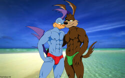 anthro fabfelipe furry loonatics_unleashed male_only rev_runner soft_feathers tagme tech_e._coyote