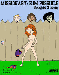 1boy 3girls ann_possible backyard_shabang bonnie_rockwaller comic disney female frontpage human james_timothy_possible karmagik kim_possible kimberly_ann_possible male multiple_girls nipples ron_stoppable shego straight_hair