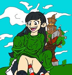 aged_up black_hair bottomless breasts clothes codename:_kids_next_door color covered_breasts female female_only front_view hair human kuki_sanban long_hair numbuh_3 pussy solo straight_hair