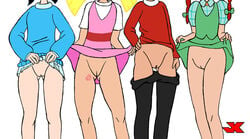 4girls black_hair blonde_hair female female_only helga_pataki hey_arnold! innie_pussy jk lila_sawyer multiple_girls nickelodeon no_panties pants_down phoebe_heyerdahl pussy red_hair rhonda_wellington_lloyd upskirt