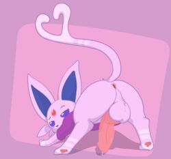 1boy 2020 2_toes anus ass bodily_fluids bundle0sticks clothing cock-tail cum cum_string eeveelution erection espeon feline feral furry genital_fluids heart hi_res hoodie jasper_(bgklonewolf) knot male male_only mammal nintendo original_character paws penis perineum pokémon_(species) pokemon pokemon_gsc presenting presenting_anus presenting_hindquarters simple_background testicles toes topwear video_games