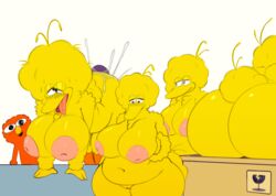 anthro ass avian big_bird big_breasts big_butt bird bodily_fluids box breasts dildo elmo feathers female genderswap huge_butt inverted_nipples muppets nipples nude open_mouth penetration red_body sesame_street sex_toy simple_background thick_thighs trashdrawy white_background yellow_body yellow_feathers