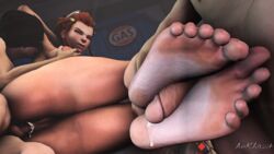 1girls 2boys 3d anal anal_insertion anal_sex ankhajiit anus ass big_ass brigitte closed_eyes cum cum_fart cum_in_ass feet female large_ass larger_female male muscles muscular_female overwatch penis precum pussy sfm size_difference smaller_male soles sweaty sweaty_anus sweaty_ass testicles thick_thighs threesome uncensored