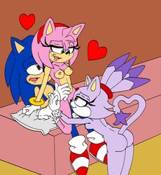 <3_tail amy_rose anthro anthro_on_anthro ass bent_over blaze_the_cat bodily_fluids breasts chair_position clothing domestic_cat eulipotyphlan exposed_breasts felid feline felis fellatio female from_behind_position genital_fluids genitals gloves group group_sex handwear heart hedgehog hi_res interspecies lewdsharx licking male mammal nipples oral penetration penile penis penis_lick pussy pussy_juice rear_view sex sitting sonic_(series) sonic_the_hedgehog straight threesome tongue tongue_out vaginal_penetration