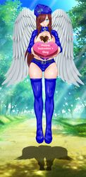 angel angel_wings big_breasts commission cop copykat copykatcomicsdeviantart_copykatcomics erza_scarlet fairy_tail gift heart-shaped_pupils lipstick patreon_becauseiloveyourfeet red_hair valentine's_day valentines_day