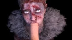 3d animated artist_request blowjob blue_eyes eyelashes facepaint fellatio female female_focus hellblade male male_pov no_sound oral oral_penetration oral_sex penis senua sucking tagme video