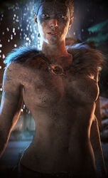 3d areolae ass blue_eyes breasts brown_hair bubble_butt eyelashes female female_focus female_only hellblade long_hair nipples nude pose posing pussy senua solo tagme tastytextures tied_hair vagina