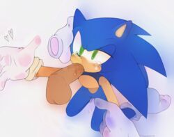 absurd_res balls blush bodily_fluids clothing disembodied_penis fellatio futuregalaxea genitals hand_on_head hi_res kneeling legwear male male/male oral oral_penetration penetration penile penis sex socks sonic_(series) sonic_the_hedgehog sonic_the_hedgehog_(series) tears