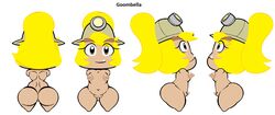 anthro anus areola ass big_butt blonde_hair blush clitoris female front_view genitals goomba goombella hair humanoid lil_scooter56 mario_(series) navel nintendo nipples paper_mario plump_labia puffy_nipples pussy rear_view side_view simple_background thick_thighs video_games white_background wide_hips