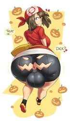 1futa absurdres anus ass balls big_ass big_balls big_breasts big_butt big_testicles borvar breasts clothed dickgirl female futa_only futanari highres huge_ass looking_at_viewer looking_back may_(pokemon) nintendo pokemon pokemon_rse pumpkin_butt ripped_clothing solo testicles thick_thighs wide_hips