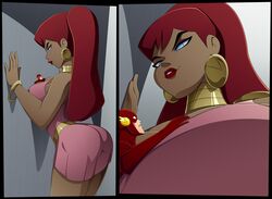 against_wall big_ass big_breasts blue_eyes bracelet breast_press breast_squish cartoon_network costume crush(love) dc dc_comics dcau dress earrings evil_grin genetic_modification giant giantess giganta justice_league justice_league_unlimited lipstick love_interest ravenravenraven red_hair seductive_smile size_difference smaller_male smile superhero supervillain taller_girl the_flash the_flash_(series) toonami wally_west wonder_woman_(series)