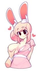 1girls blonde_hair breast_grab bunny_ears cute female fiz fizintine groping groping_breast heart original pink_clothing pink_hair smile tagme