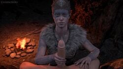 3d animated chasingnero female female_focus handjob hellblade male male_pov no_sound penis penis_grab pov senua tagme video